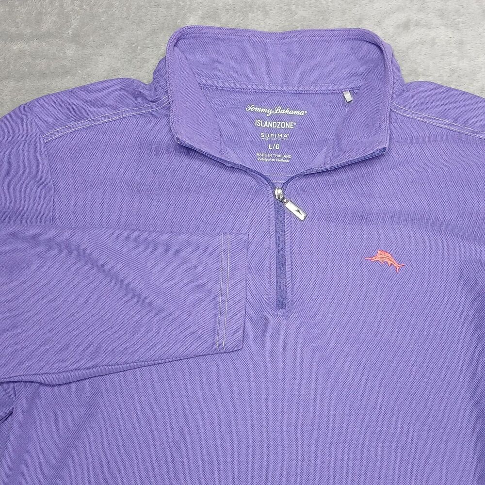 Tommy Bahama L Purple IslandZone Pullover Supima Cotton Metropolitan-Explorer L